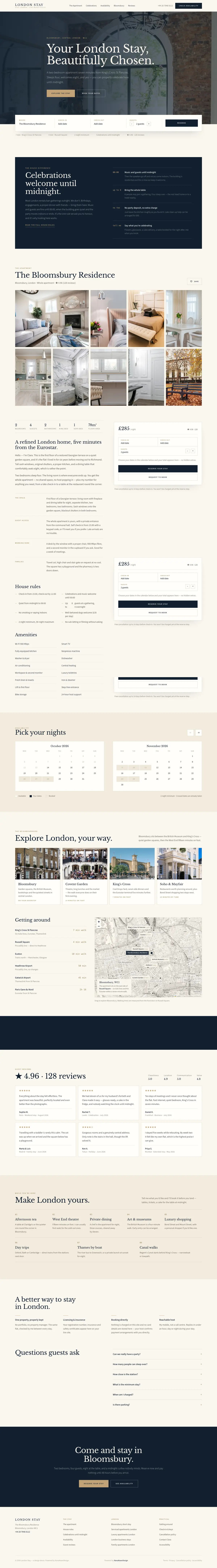 London Stay — the whole homepage, top to bottom