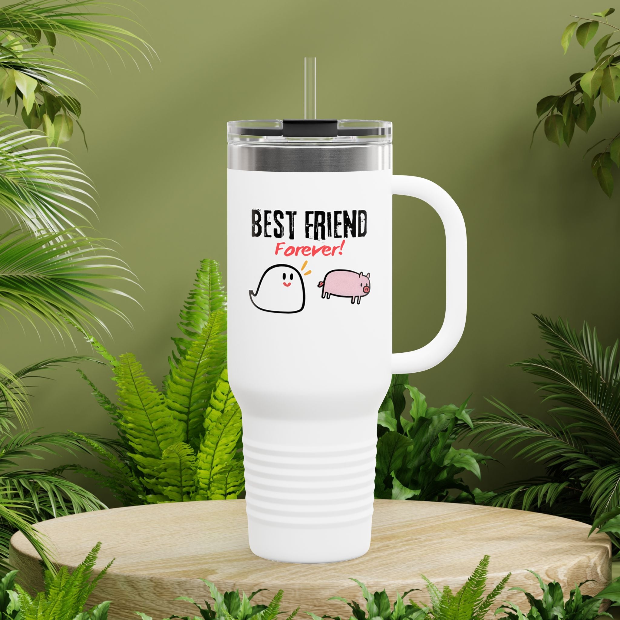 Cute Piggy and Ghost Best Friend Forever Tumbler