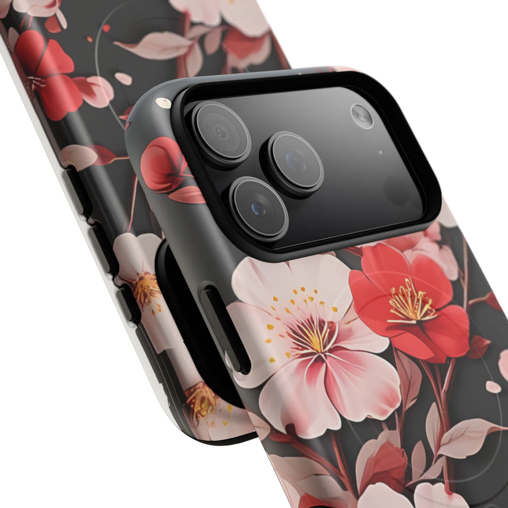 Red Pink Bloom Floral Magnetic iPhone Case