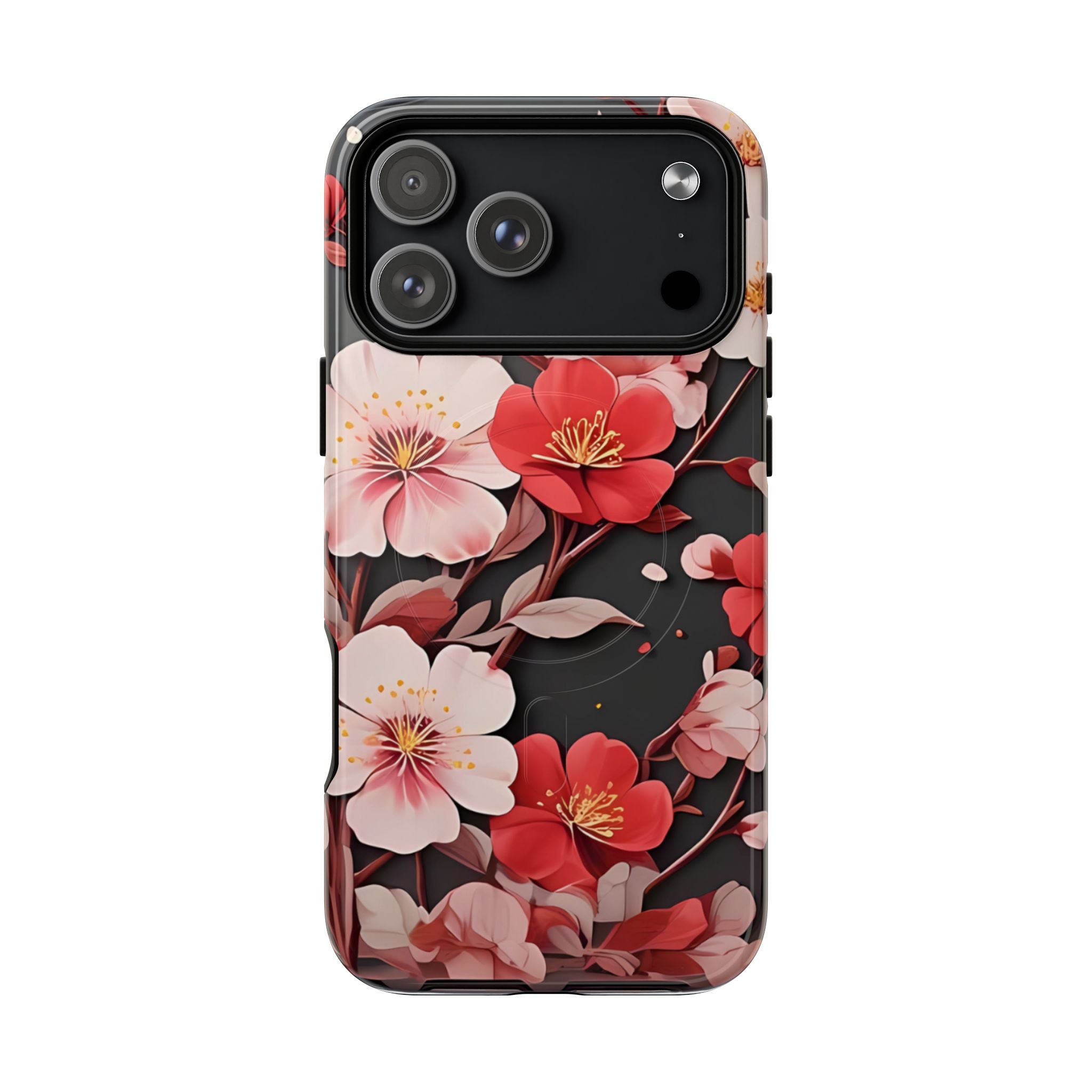Red Pink Bloom Floral Magnetic iPhone Case