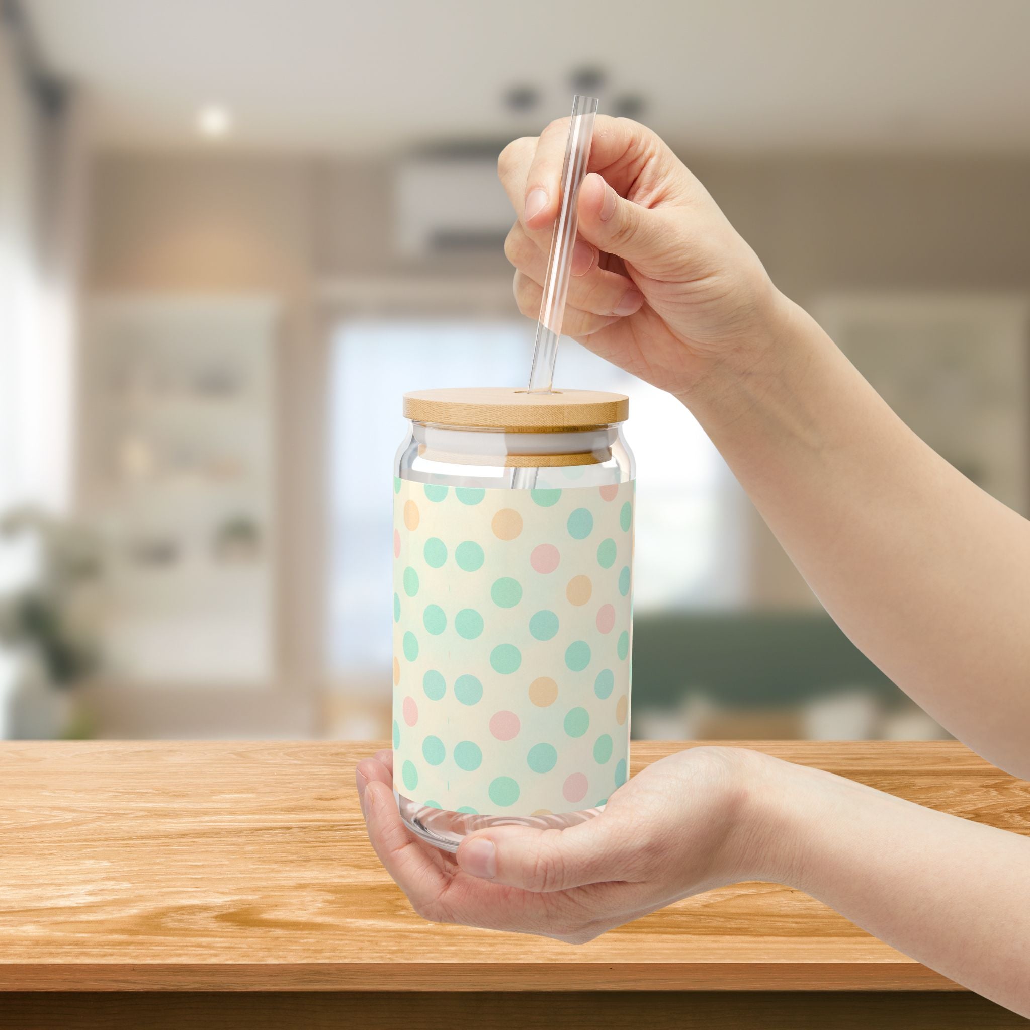 Dot pastel Sipper Glass, 16oz