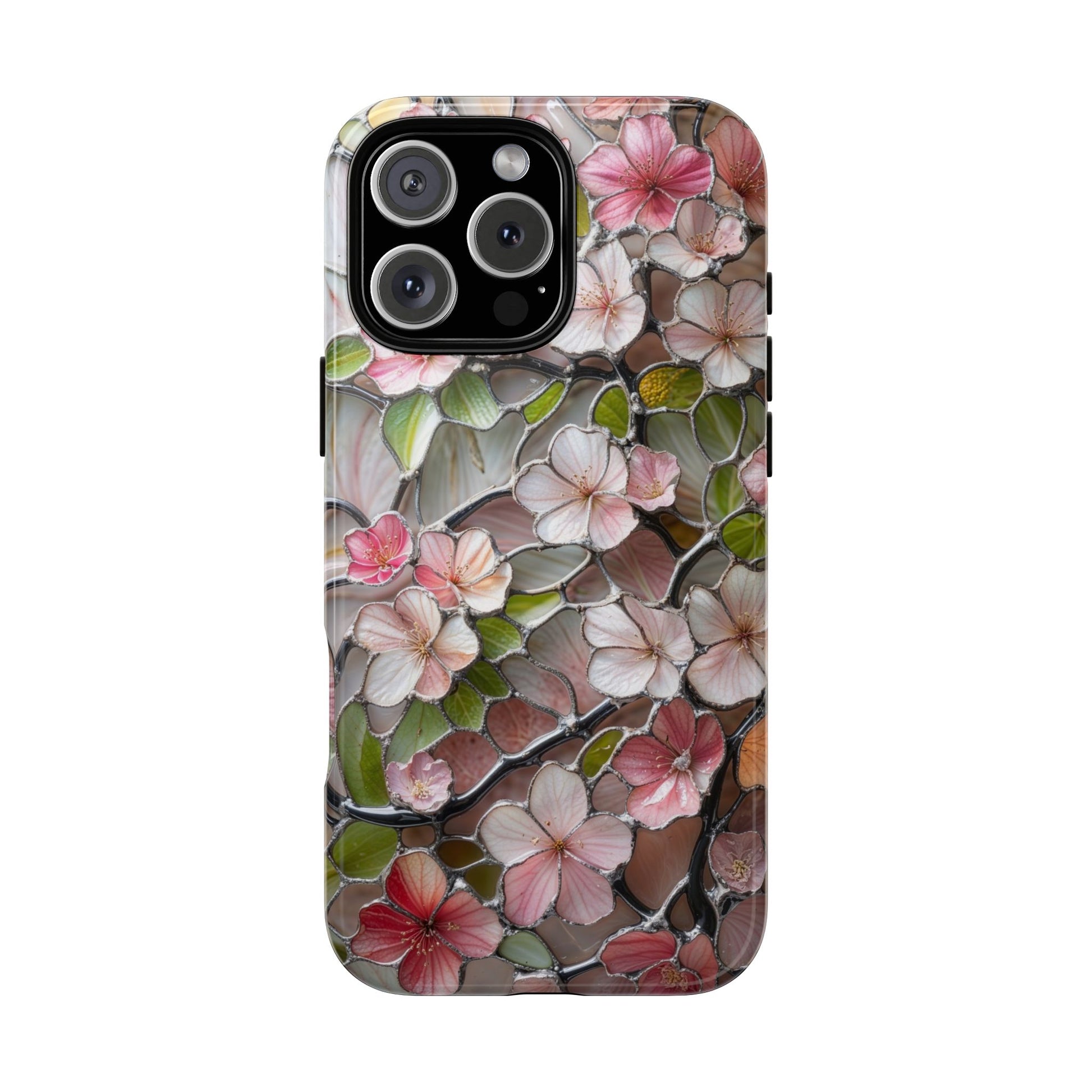 Pink Cherry Blossom Stained Glass Effect Phone Case