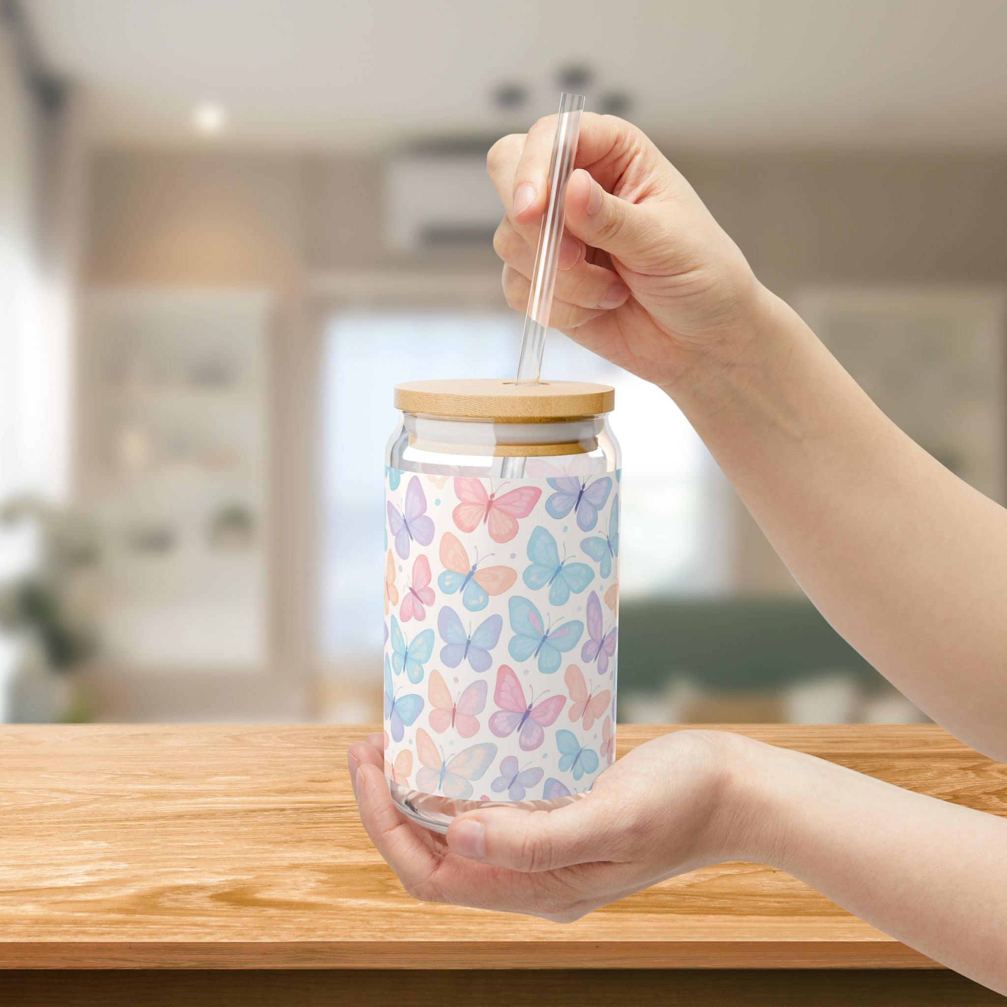 Butterfly Sipper Glass - 16oz