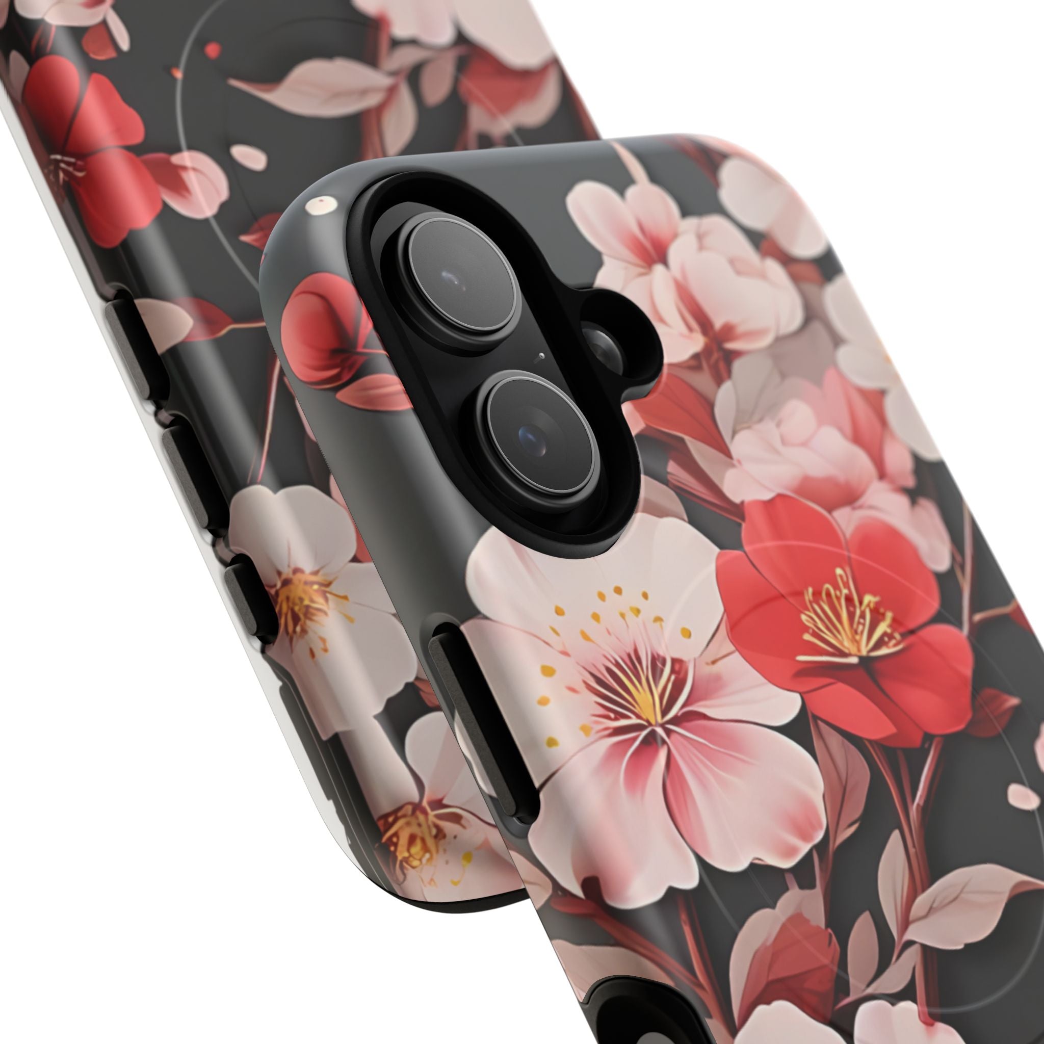 Red Pink Bloom Floral Magnetic iPhone Case