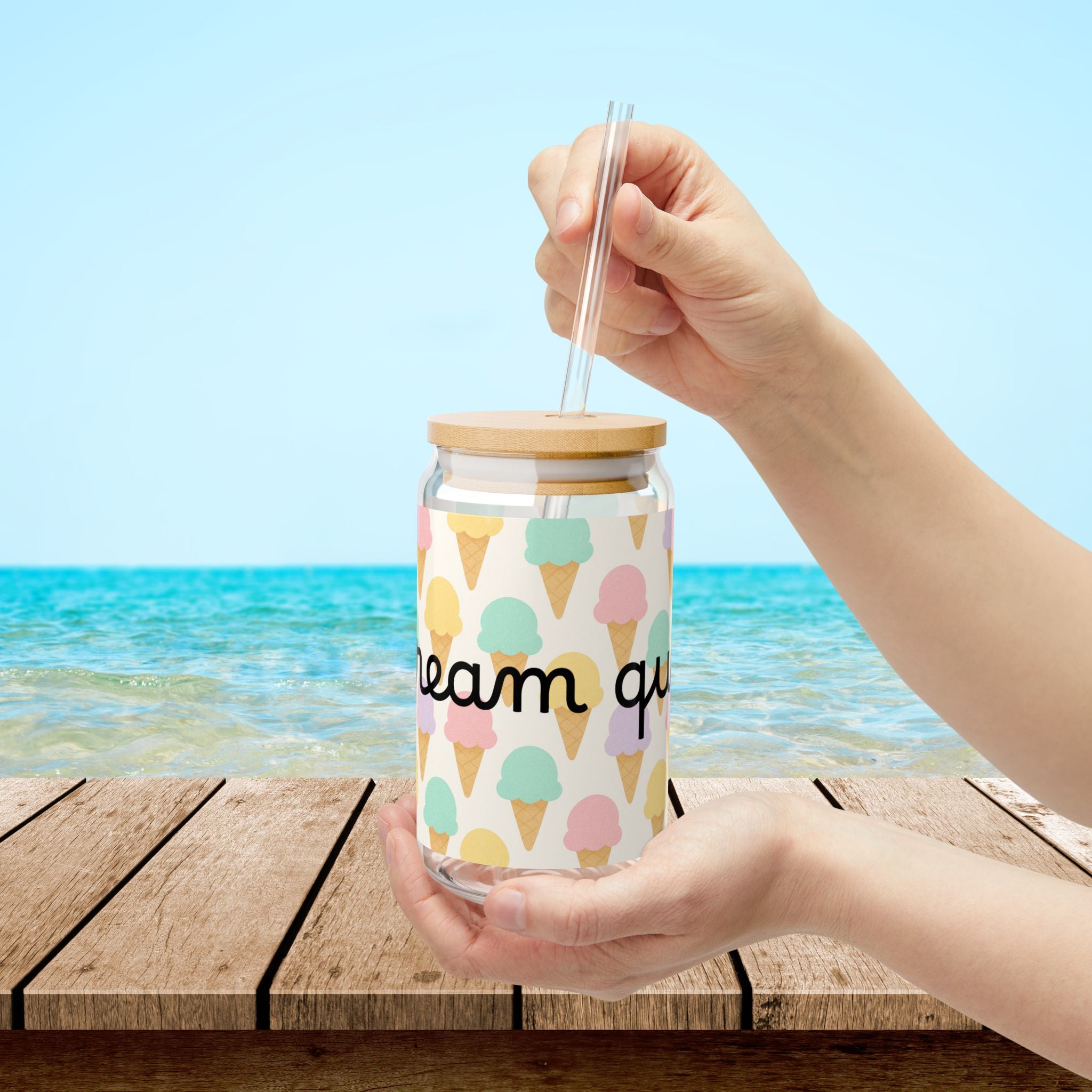 Colourful Ice Cream Sipper Glass