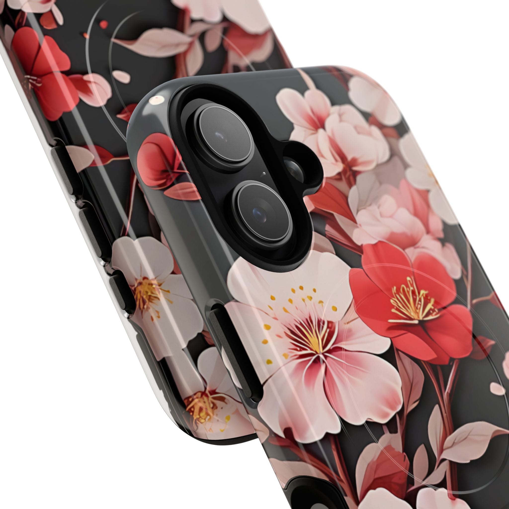 Red Pink Bloom Floral Magnetic iPhone Case