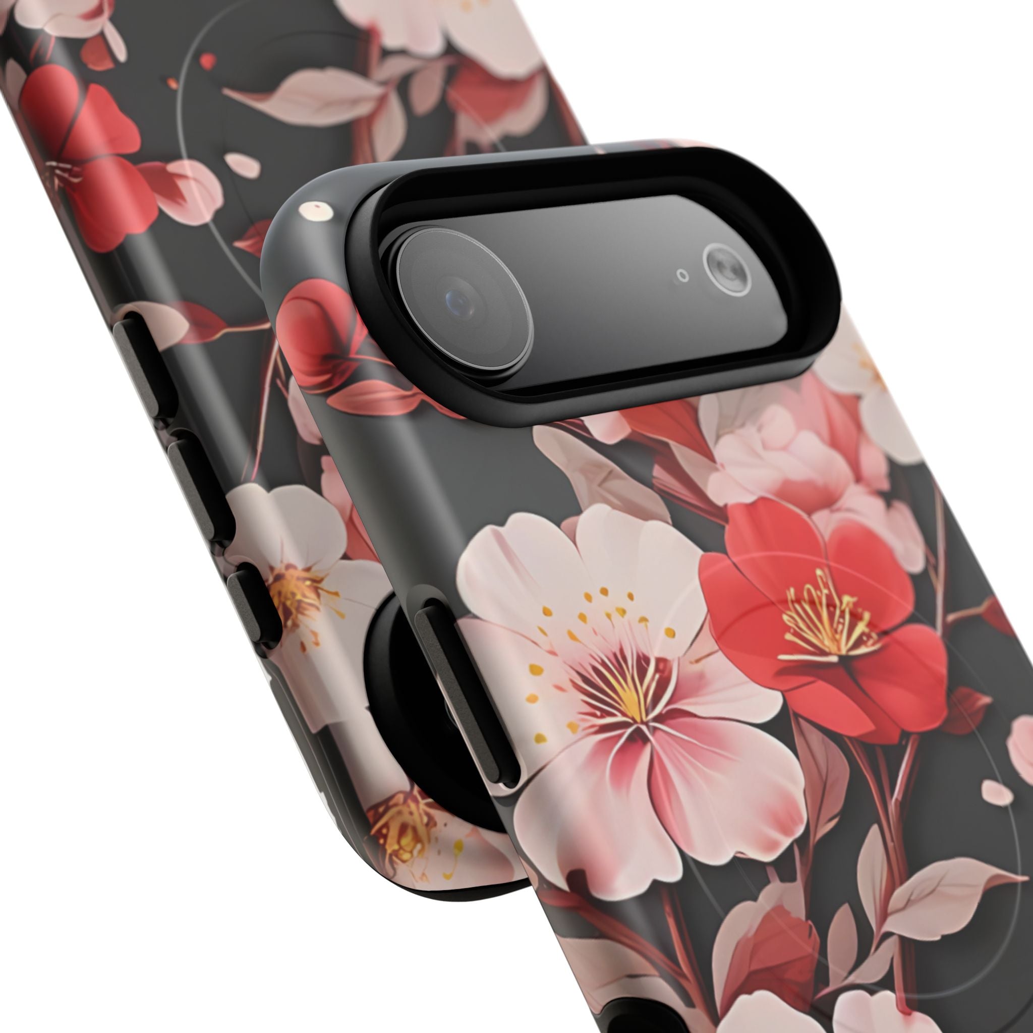 Red Pink Bloom Floral Magnetic iPhone Case