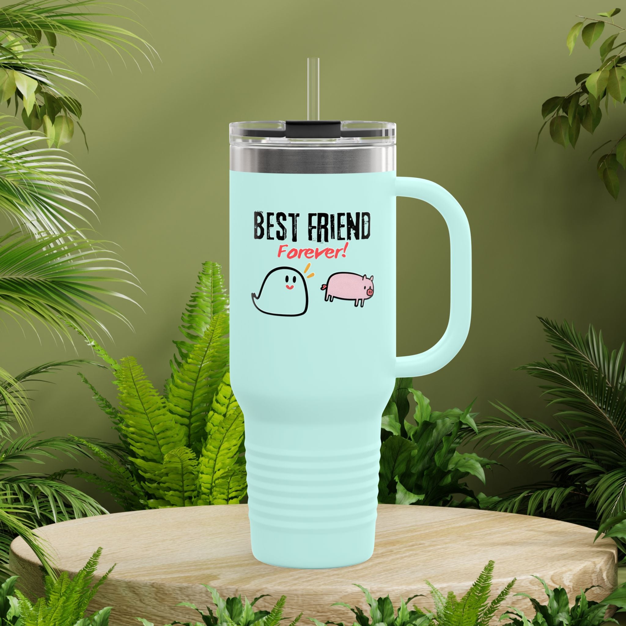 Cute Piggy and Ghost Best Friend Forever Tumbler