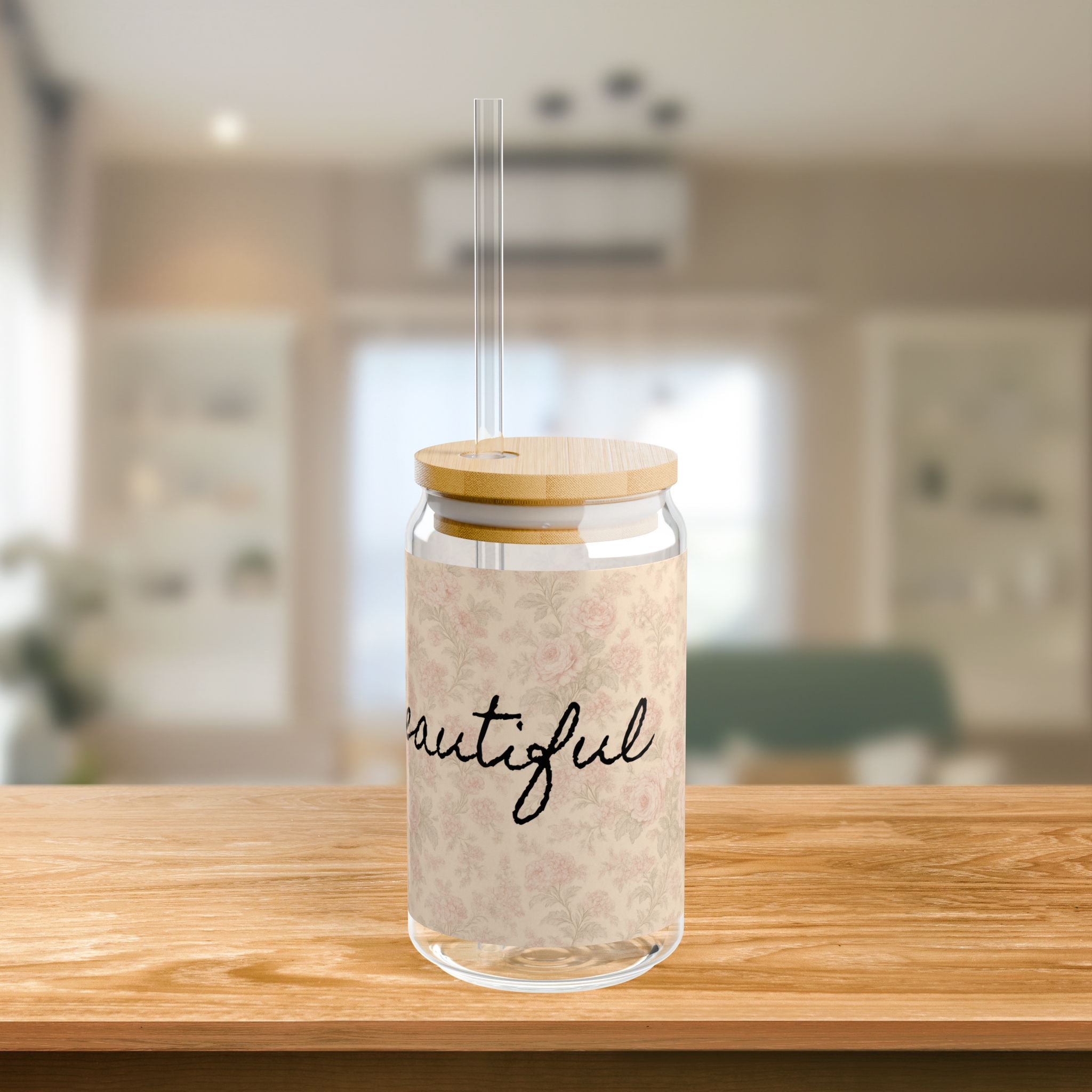 Boho-Inspired Floral Sipper Glass
