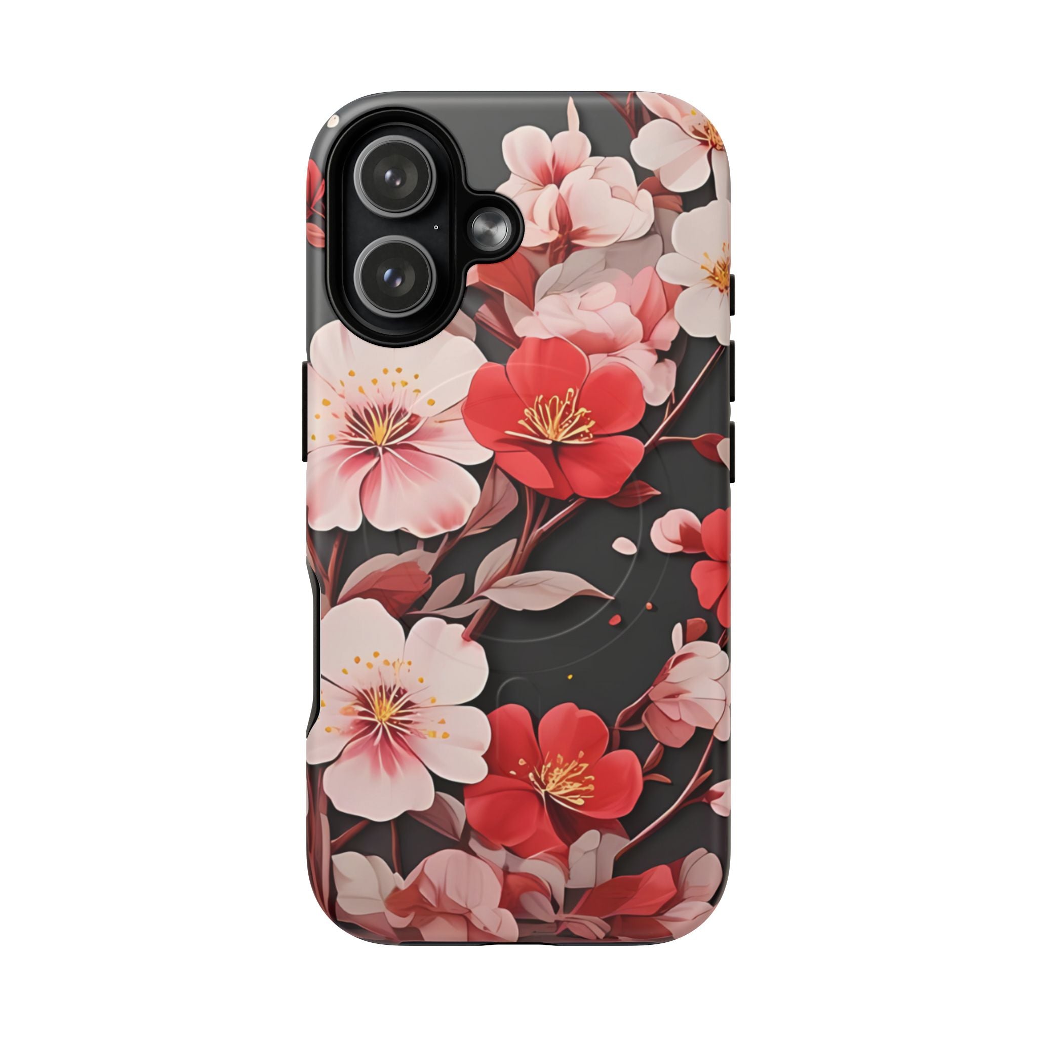 Red Pink Bloom Floral Magnetic iPhone Case