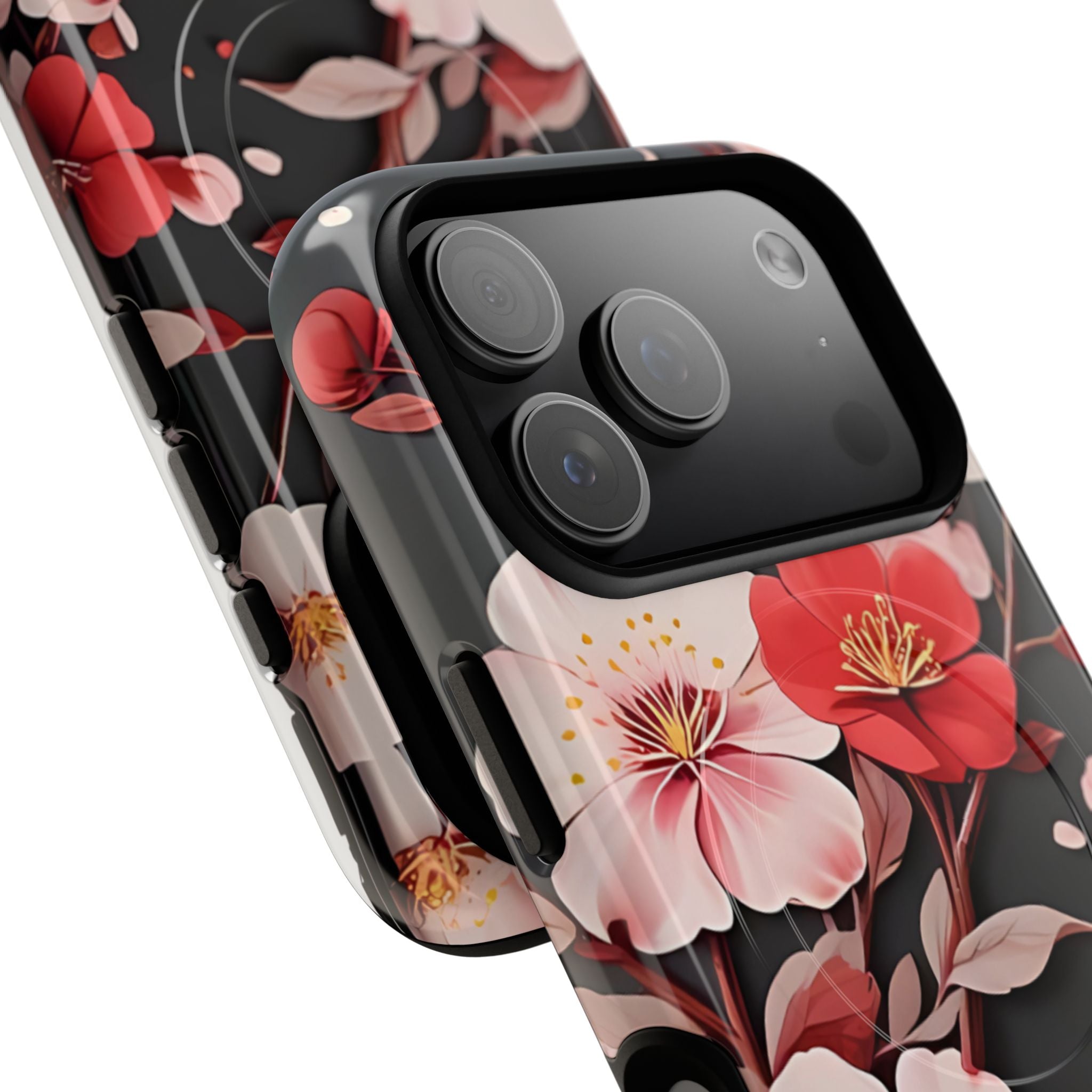 Red Pink Bloom Floral Magnetic iPhone Case