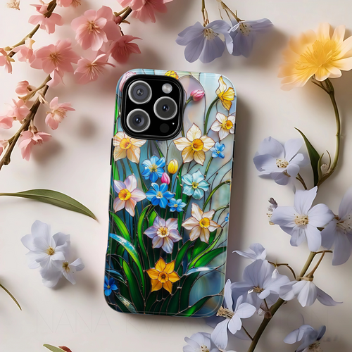 British Daffodil Stained Glass Design Style 2 Tough Phone Case