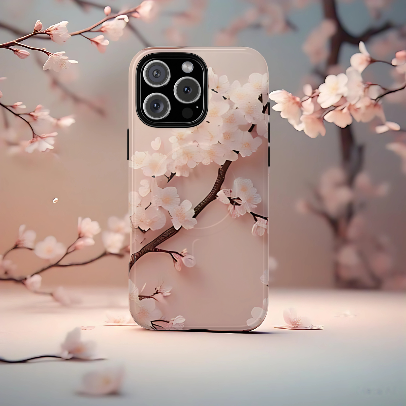 Phone Case - Cherry Blossom Design Tough Magnetic Case