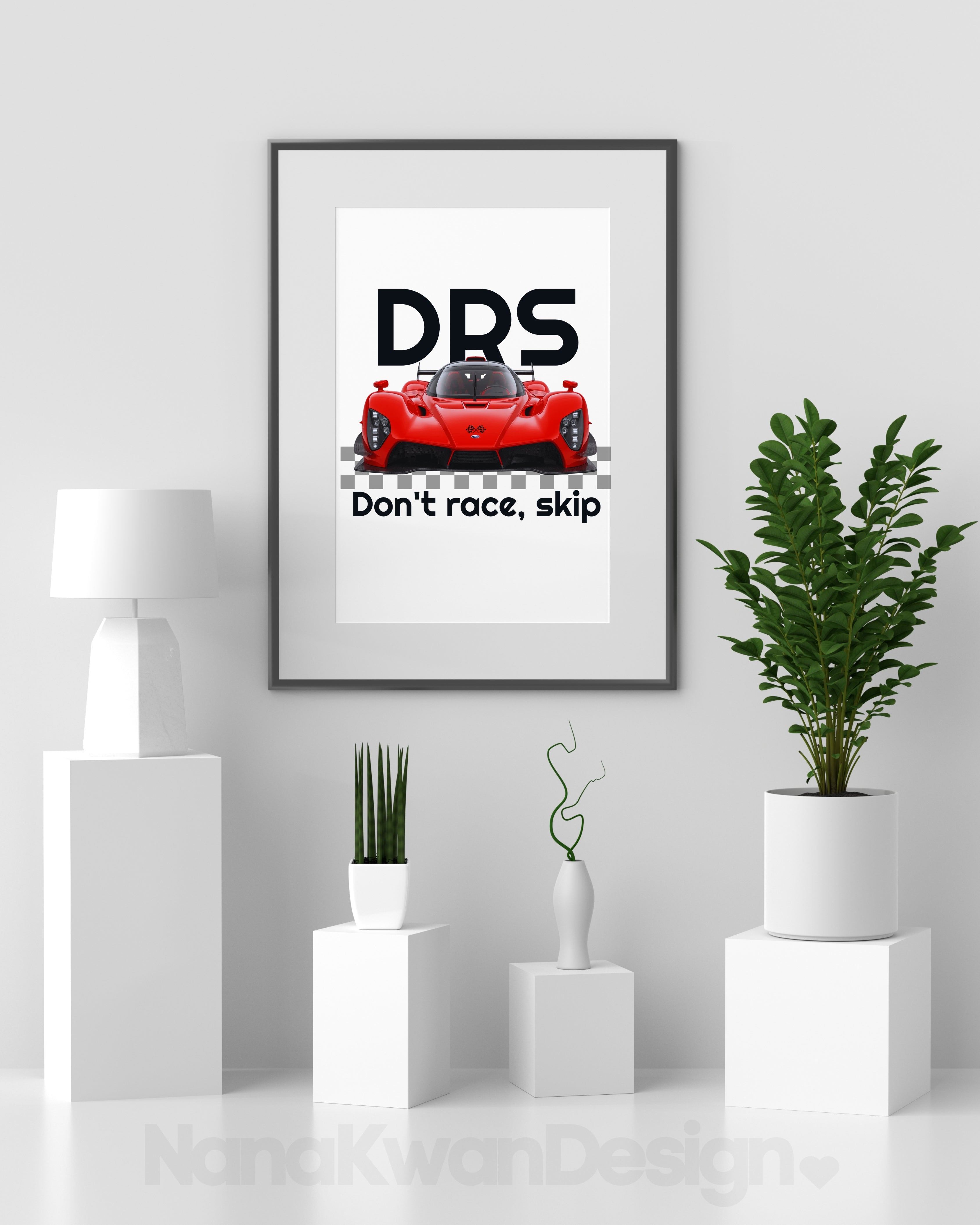Racing Art Print with Passepartout Frame