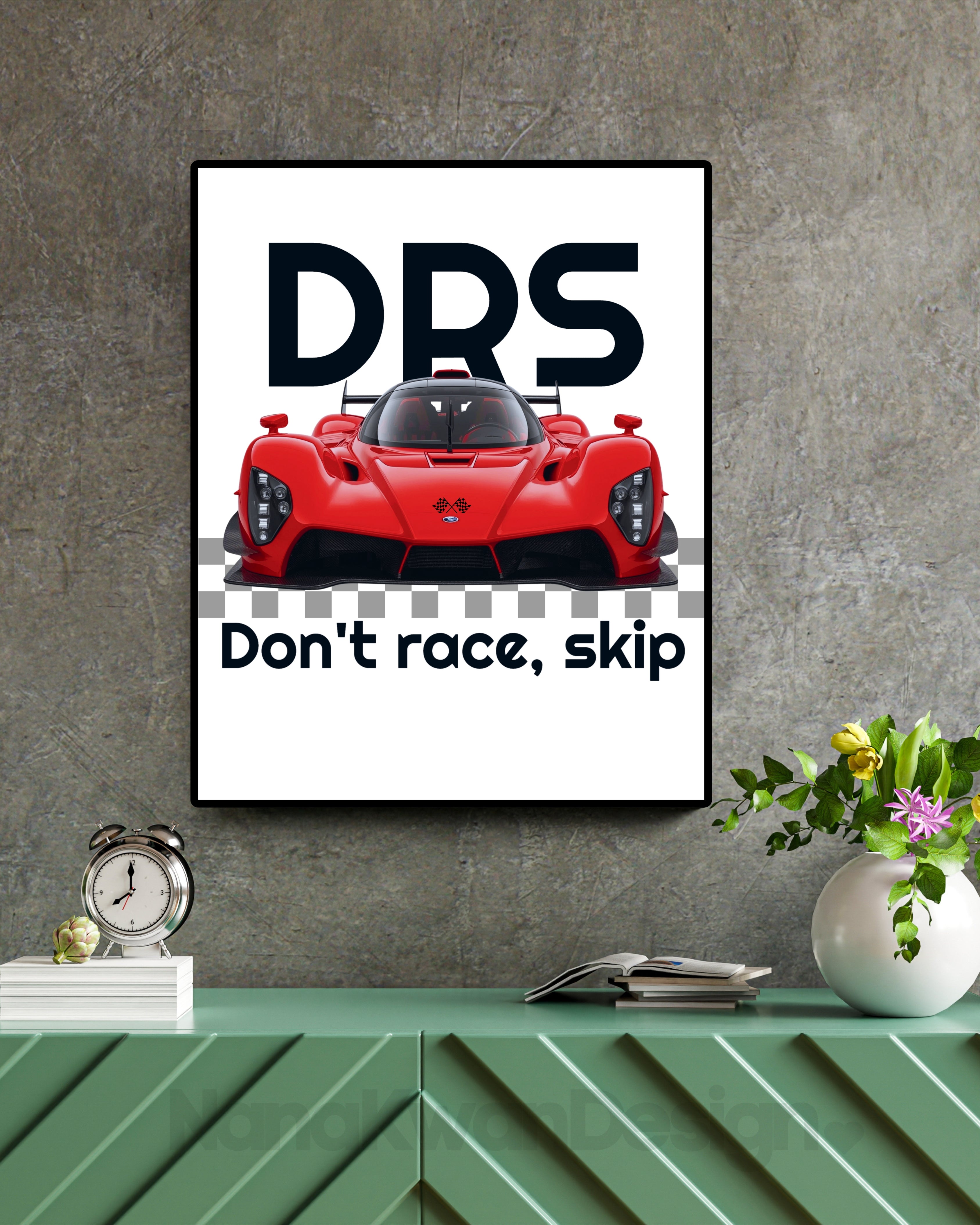Racing Art Print with Passepartout Frame