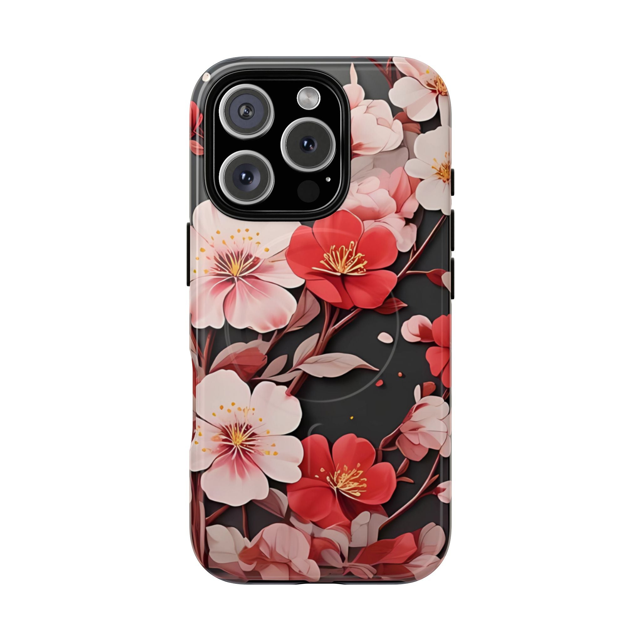 Red Pink Bloom Floral Magnetic iPhone Case