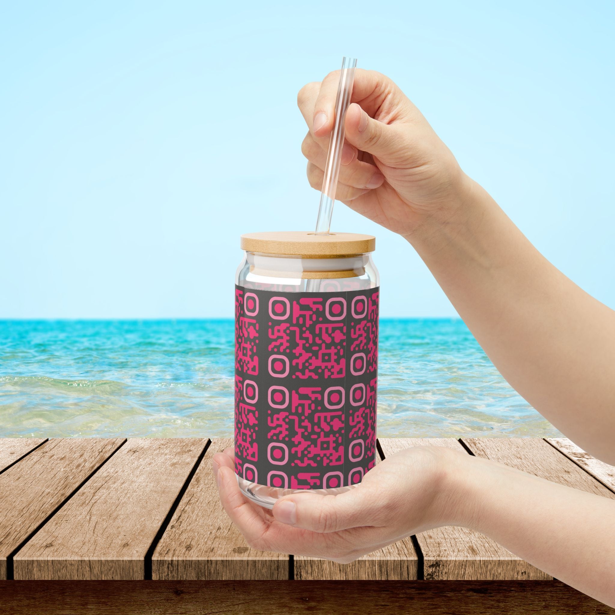 Stylish QR Code Sipper Glass