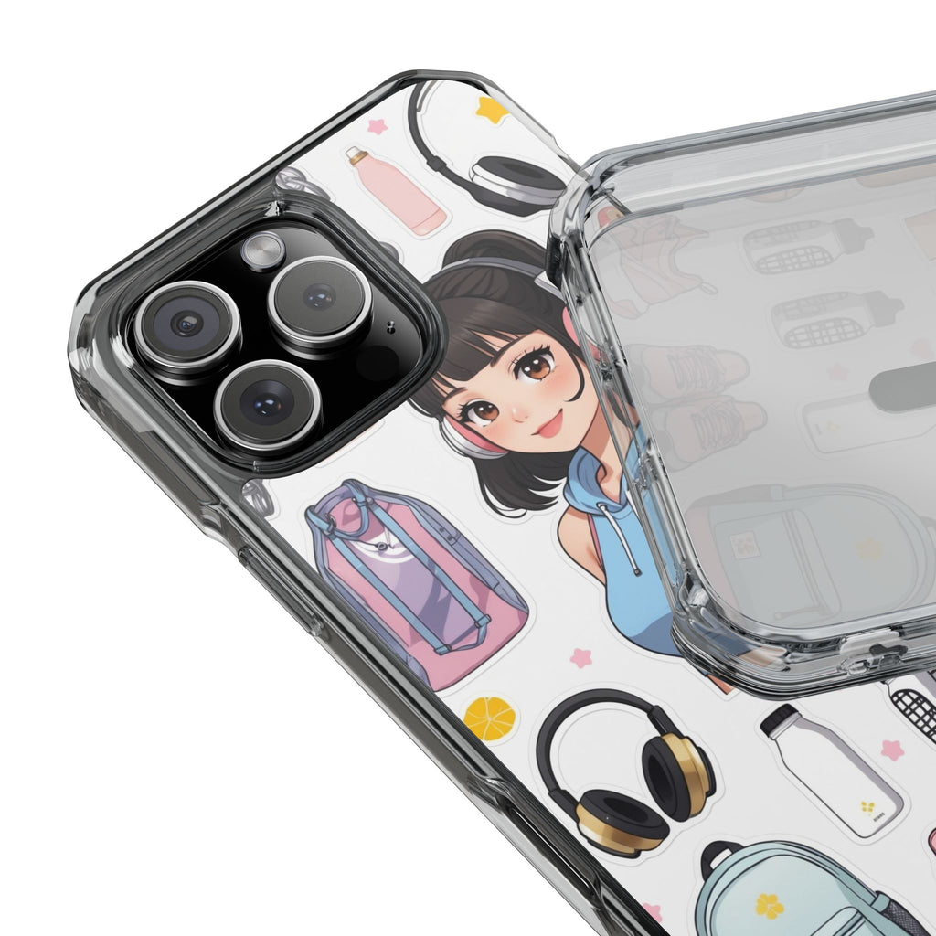 Gift for Gym girl Trendy Clear Phone Case with Anime Cartoon Design.