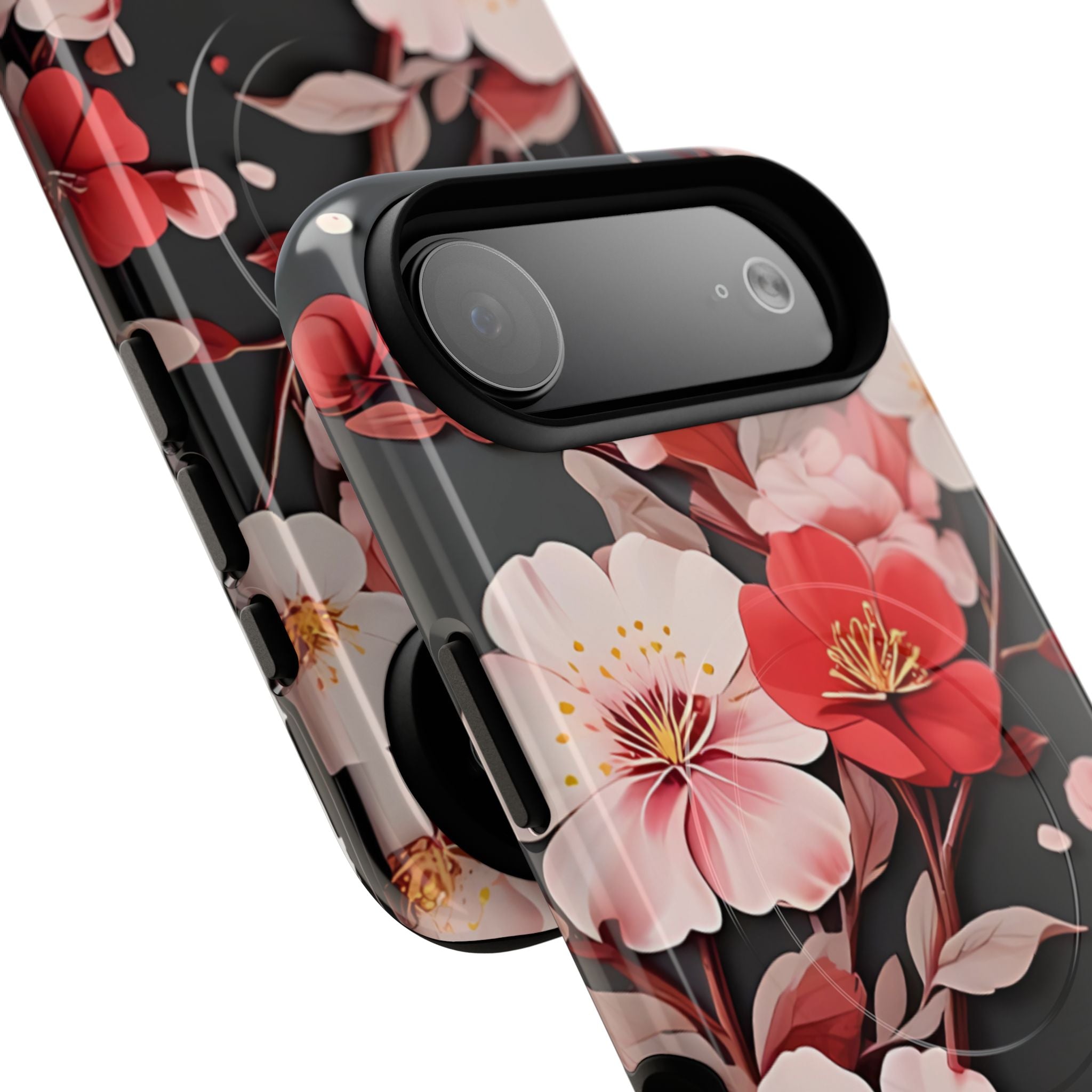 Red Pink Bloom Floral Magnetic iPhone Case