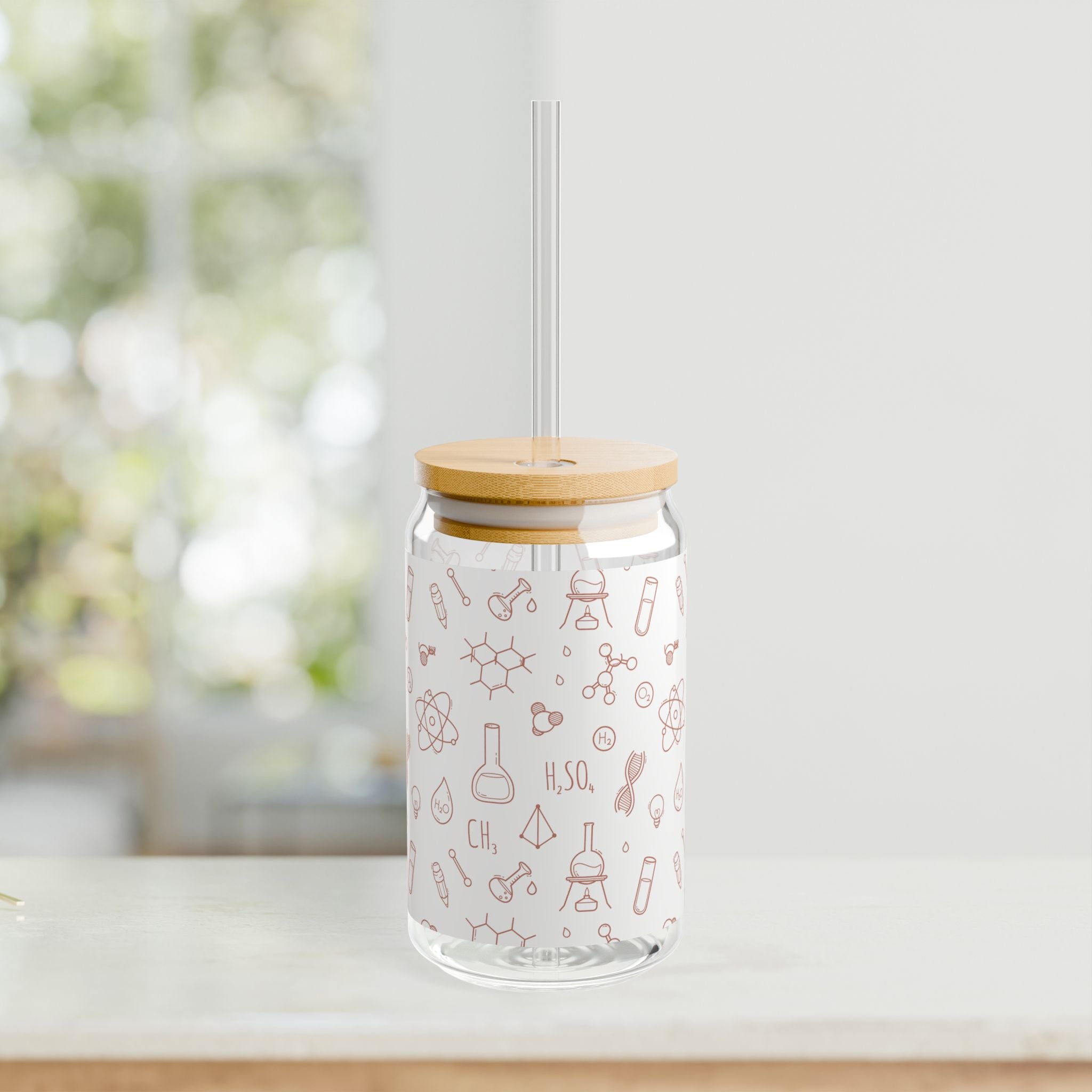 Scientific Themed Sipper Glass 16oz
