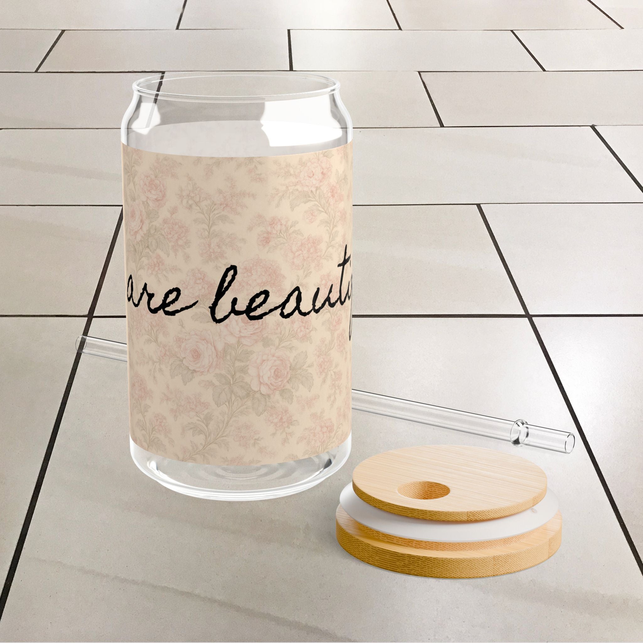 Boho-Inspired Floral Sipper Glass