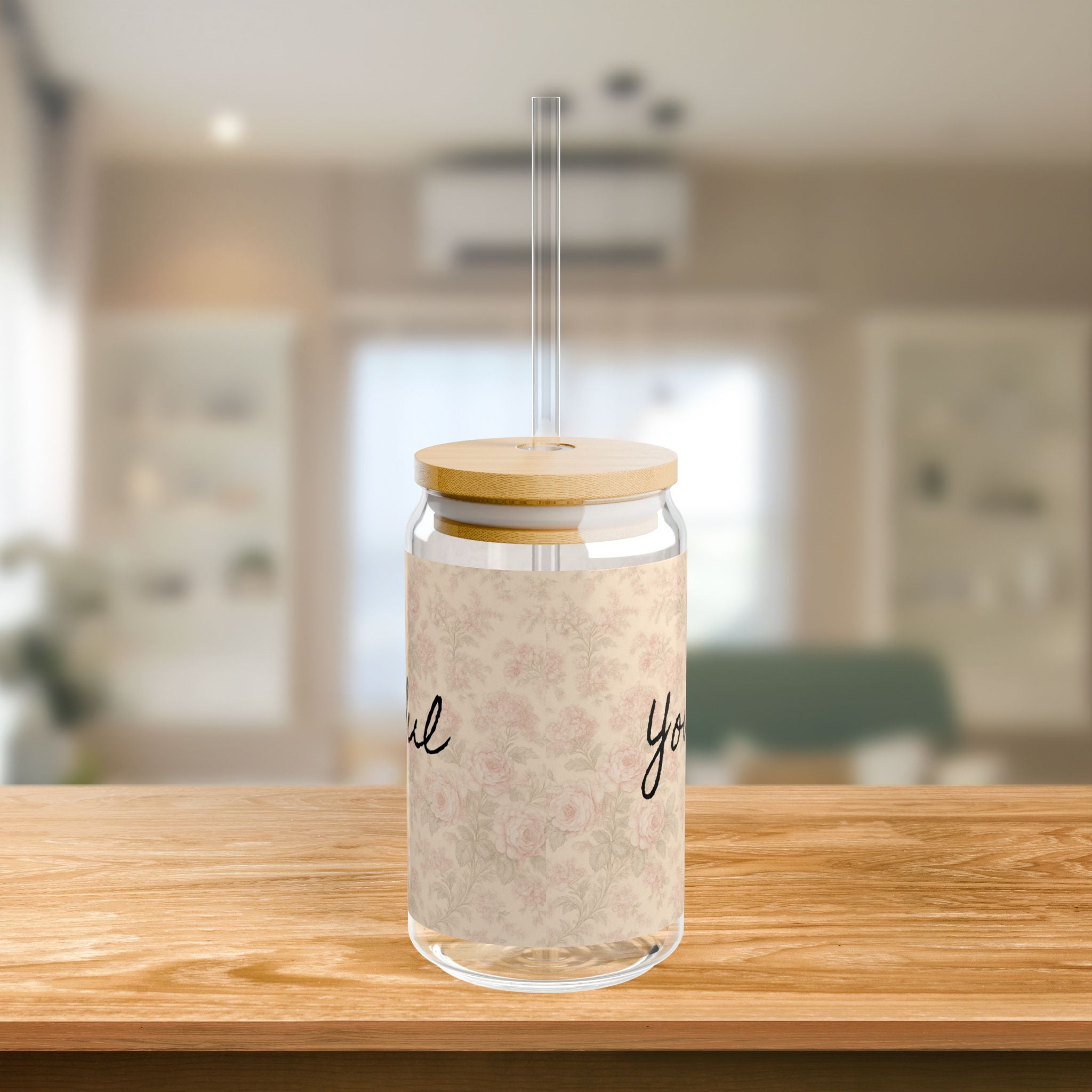 Boho-Inspired Floral Sipper Glass