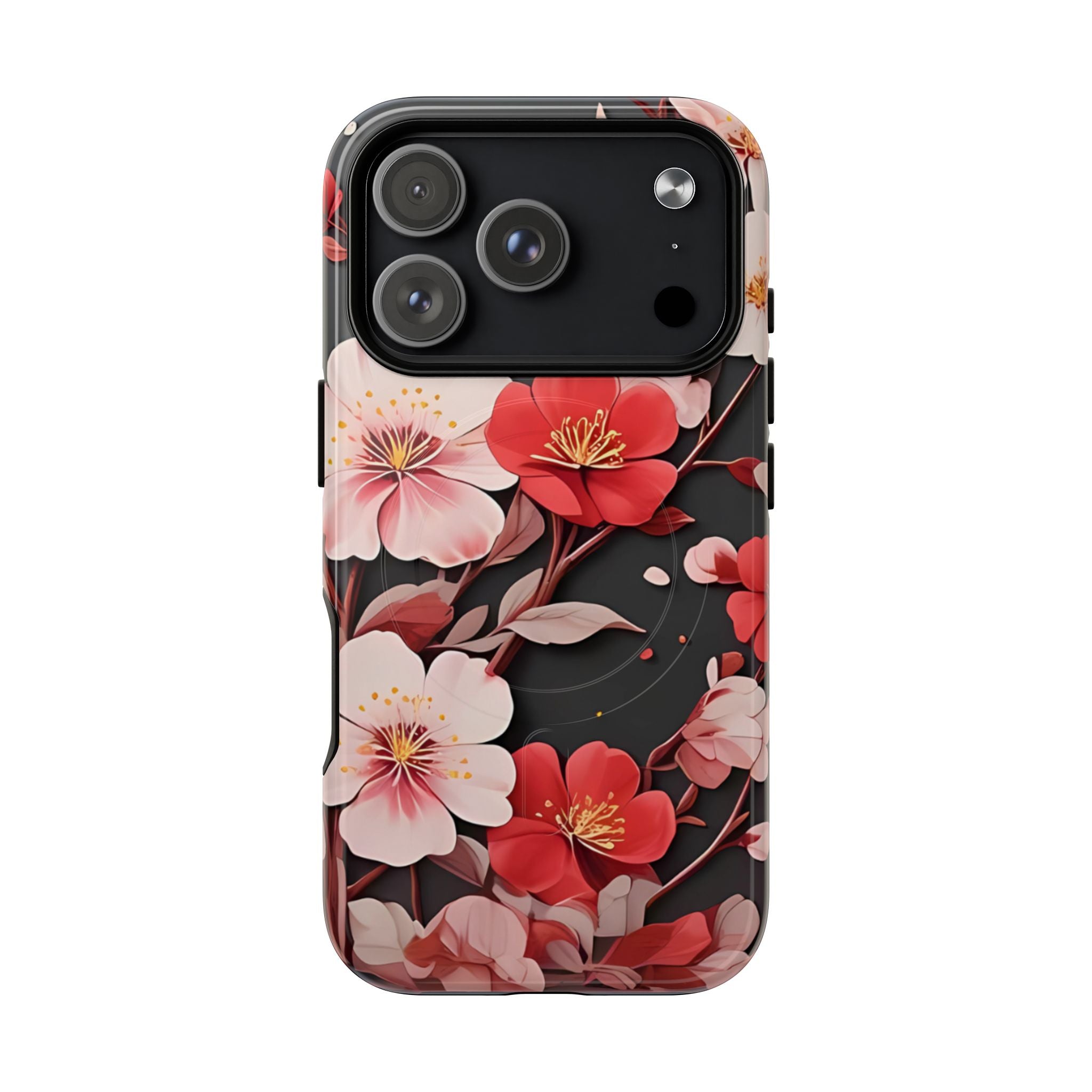 Red Pink Bloom Floral Magnetic iPhone Case