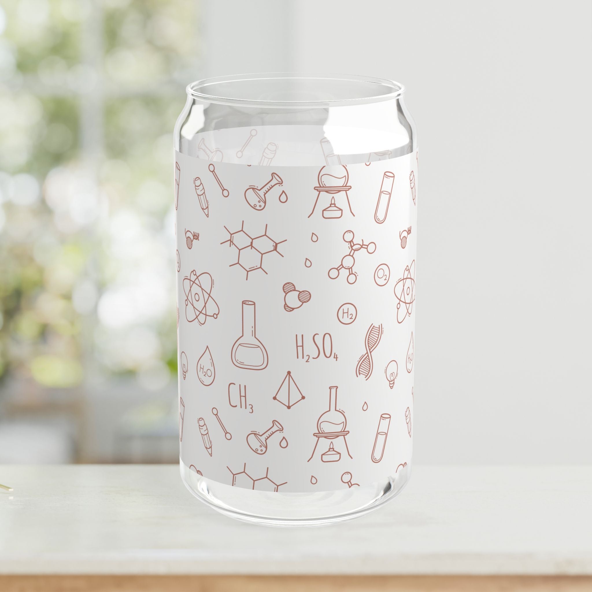Scientific Themed Sipper Glass 16oz