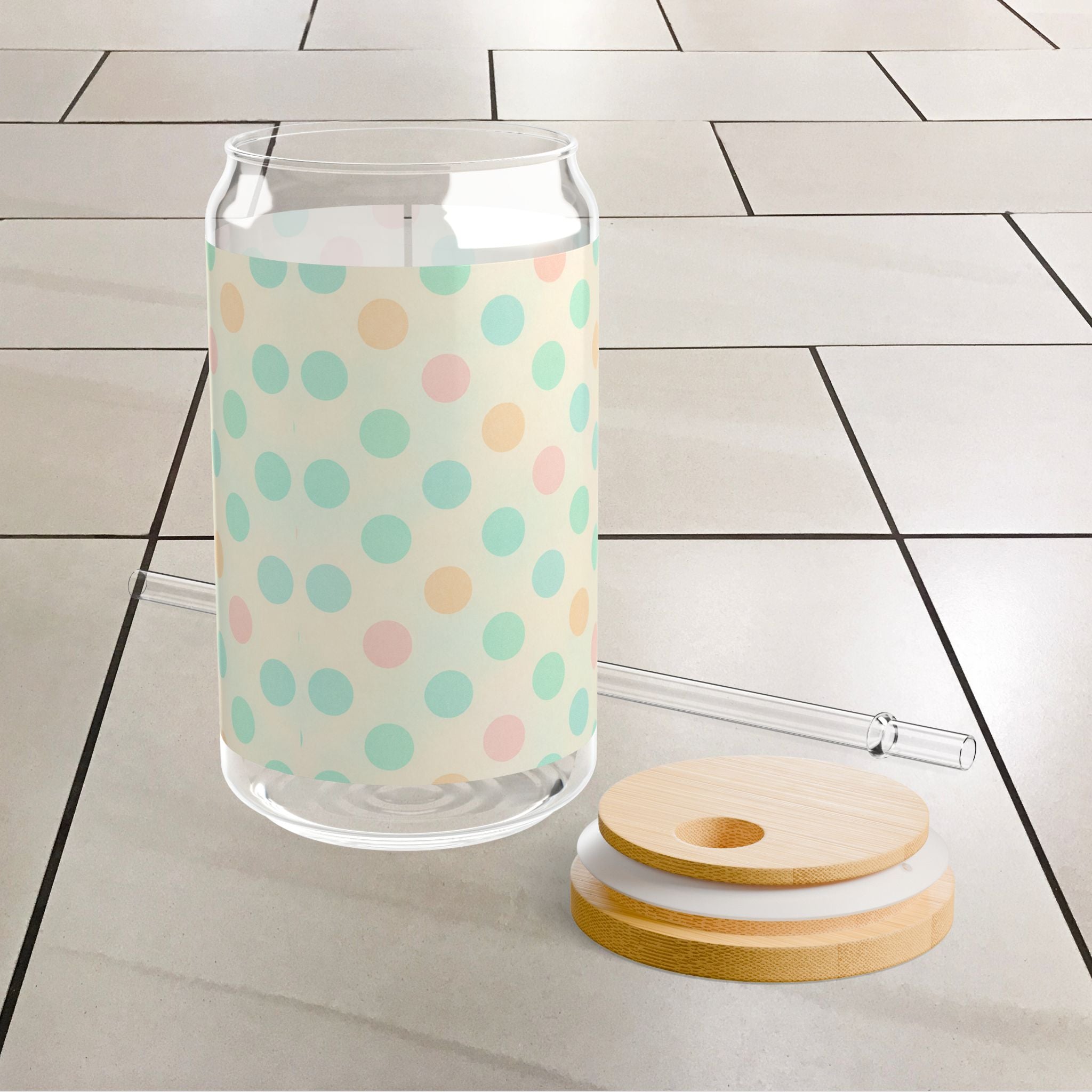 Dot pastel Sipper Glass, 16oz