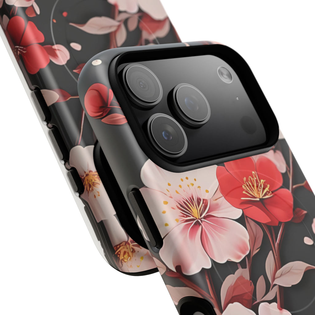 Red Pink Bloom Floral Magnetic iPhone Case