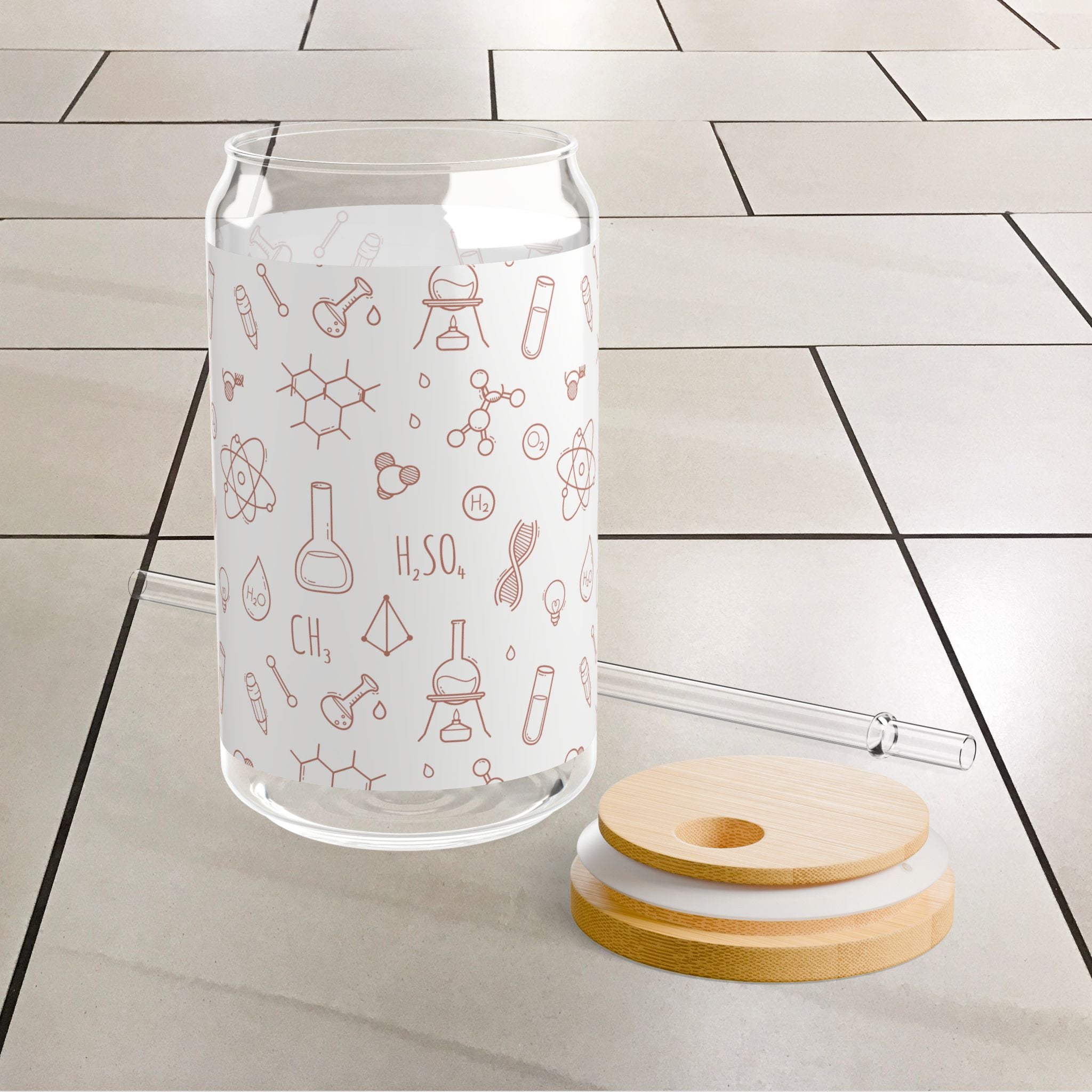 Scientific Themed Sipper Glass 16oz